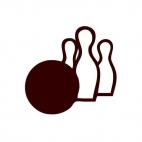 Bowling ball and pins